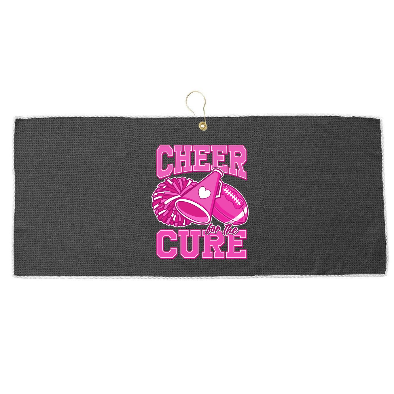 Cheer For The Cure Breast Cancer Awareness Cheerleader Large Microfiber Waffle Golf Towel