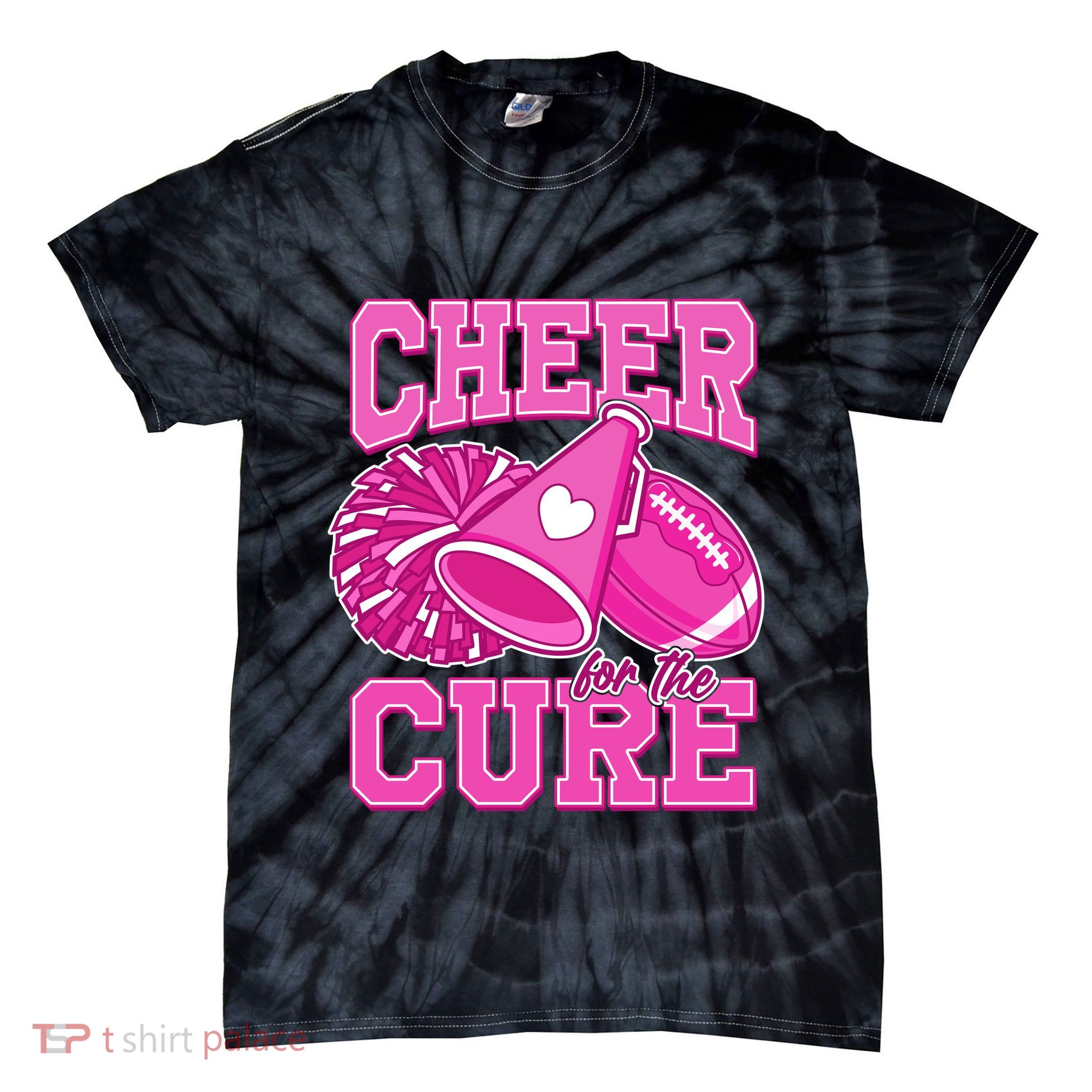 Cheer For The Cure Breast Cancer Awareness Cheerleader Tie-Dye T-Shirt