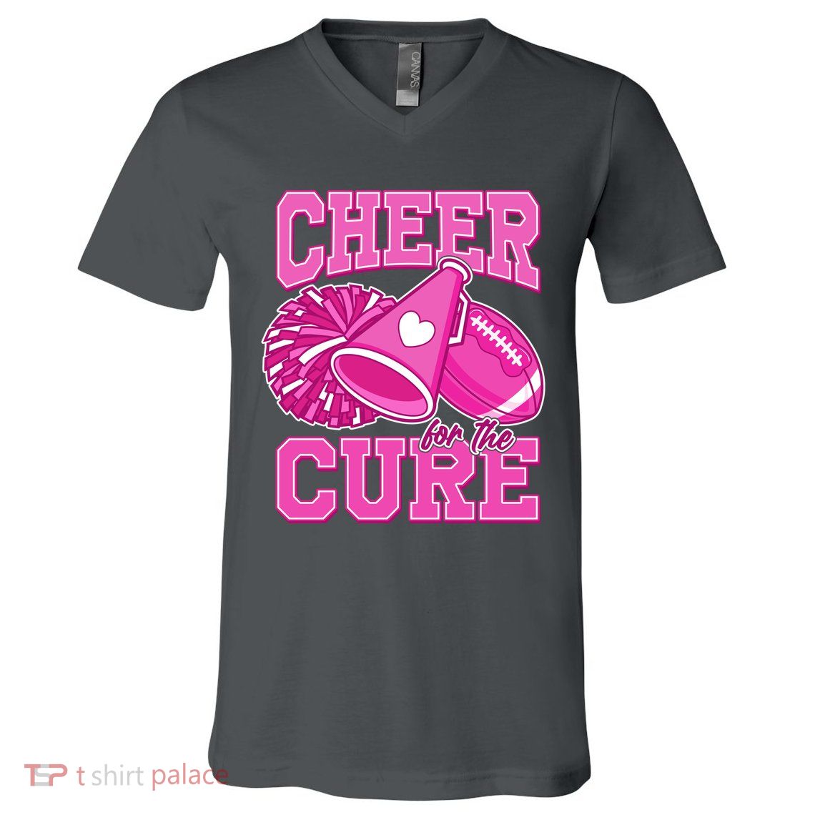 Cheer For The Cure Breast Cancer Awareness Cheerleader V-Neck T-Shirt