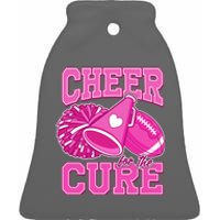 Cheer For The Cure Breast Cancer Awareness Cheerleader Ceramic Bell Ornament