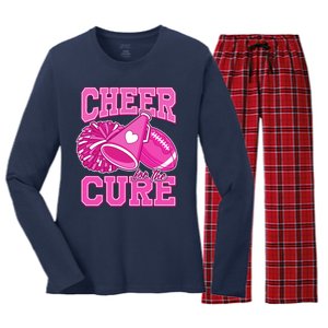 Cheer For The Cure Breast Cancer Awareness Cheerleader Women's Long Sleeve Flannel Pajama Set 