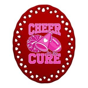 Cheer For The Cure Breast Cancer Awareness Cheerleader Ceramic Oval Ornament