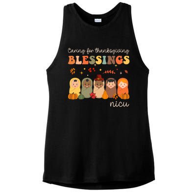 Caring For Thanksgiving Blessings Neonatal Nicu Nurse Fall Ladies PosiCharge Tri-Blend Wicking Tank