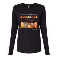 Caring For Thanksgiving Blessings Neonatal Nicu Nurse Fall Womens Cotton Relaxed Long Sleeve T-Shirt