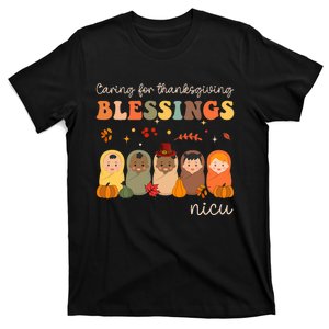 Caring For Thanksgiving Blessings Neonatal Nicu Nurse Fall T-Shirt