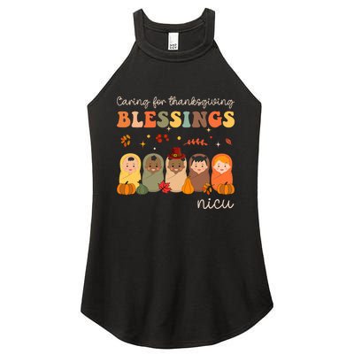 Caring For Thanksgiving Blessings Neonatal Nicu Nurse Fall Women's Perfect Tri Rocker Tank