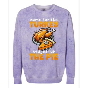 Came For The Turkey Stayed For The Pie Funny Thanksgiving Colorblast Crewneck Sweatshirt