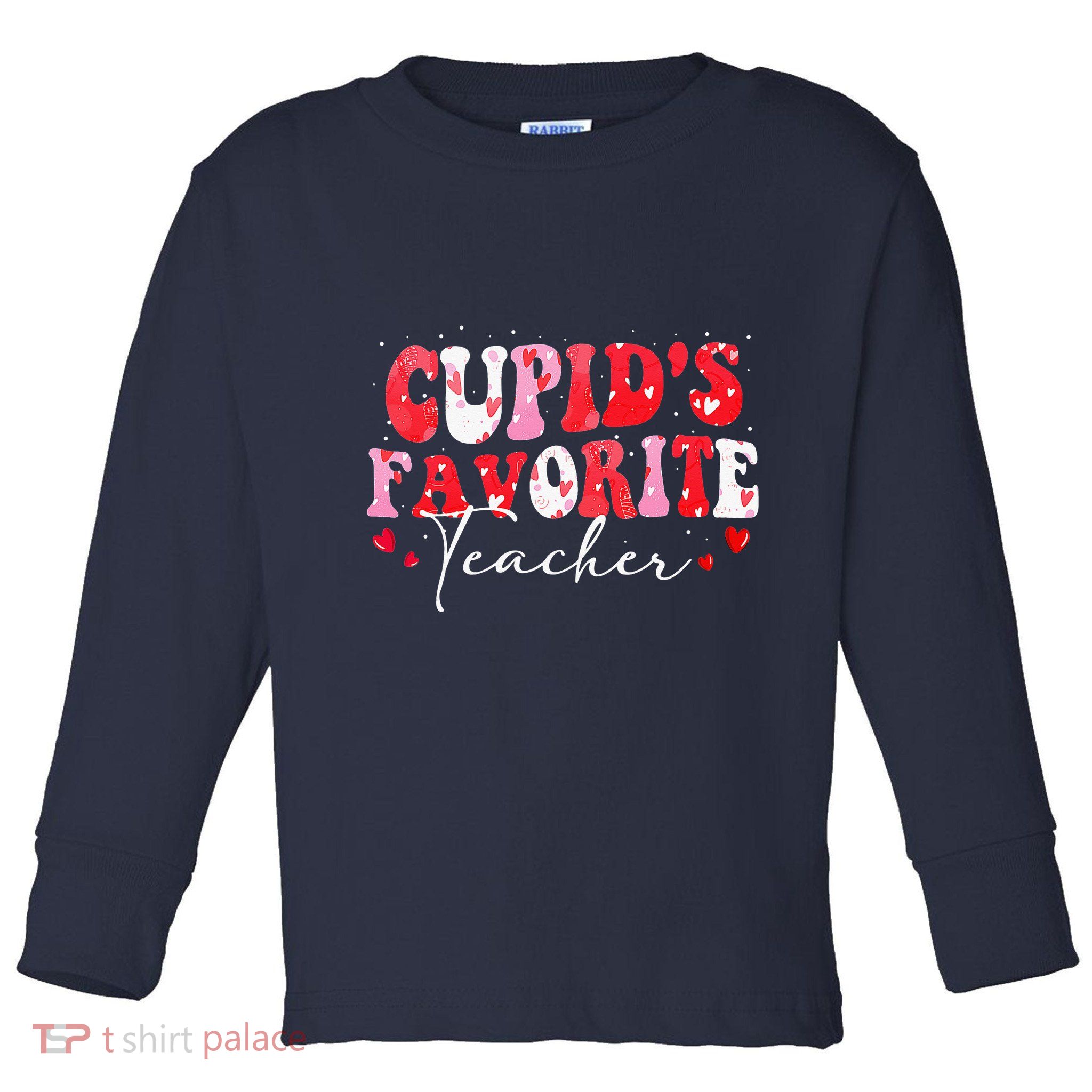Cupid's Favorite Teacher Retro Valentines Day Toddler Long Sleeve Shirt