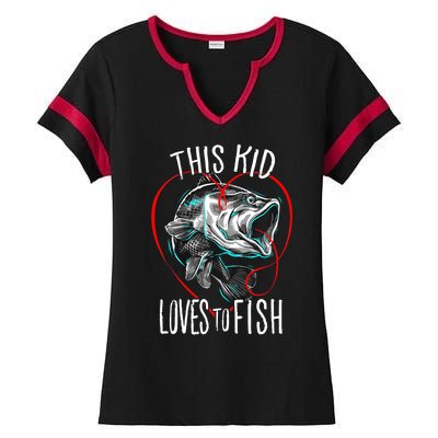 Cool Fishing This Loves To Fish Gift Ladies Halftime Notch Neck Tee