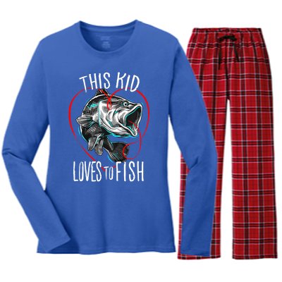 Cool Fishing This Loves To Fish Gift Women's Long Sleeve Flannel Pajama Set 