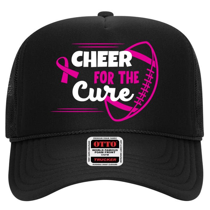 Cheer For The Cure Breast Cancer Awareness High Crown Mesh Back Trucker Hat