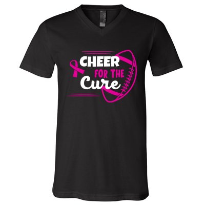 Cheer For The Cure Breast Cancer Awareness V-Neck T-Shirt