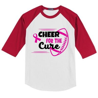 Cheer For The Cure Breast Cancer Awareness Kids Colorblock Raglan Jersey