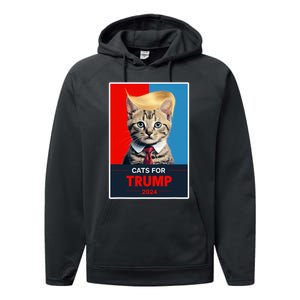 Cats For Trump 2024 Performance Fleece Hoodie