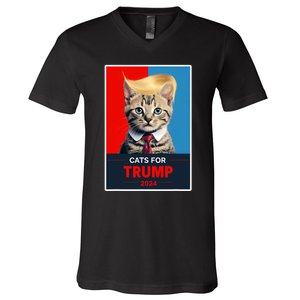 Cats For Trump 2024 V-Neck T-Shirt