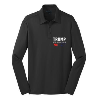 Christmas Funny Trump Better Coverage Politics Xmas Gift Silk Touch Performance Long Sleeve Polo