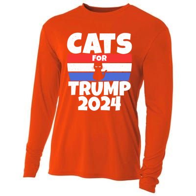 Cats For Trump 2024 Cat Owner Republican Cool Gift Cooling Performance Long Sleeve Crew