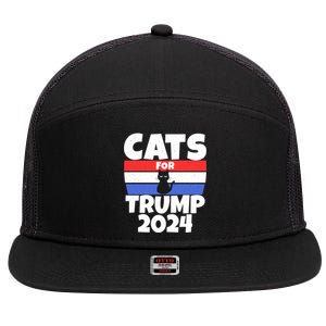 Cats For Trump 2024 Cat Owner Republican Cool Gift 7 Panel Mesh Trucker Snapback Hat