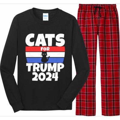 Cats For Trump 2024 Cat Owner Republican Cool Gift Long Sleeve Pajama Set