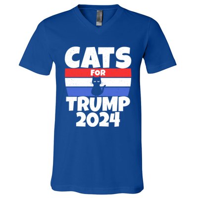 Cats For Trump 2024 Cat Owner Republican Cool Gift V-Neck T-Shirt