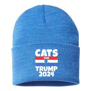 Cats For Trump 2024 Cat Owner Republican Cool Gift Sustainable Knit Beanie