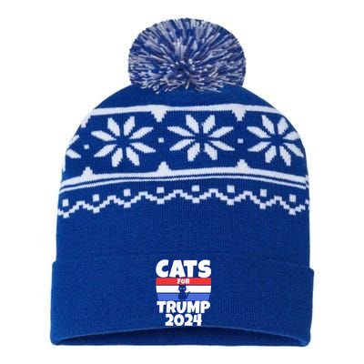 Cats For Trump 2024 Cat Owner Republican Cool Gift USA-Made Snowflake Beanie