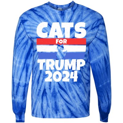 Cats For Trump 2024 Cat Owner Republican Cool Gift Tie-Dye Long Sleeve Shirt