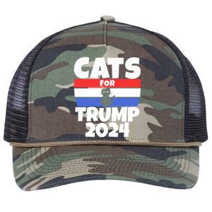 Cats For Trump 2024 Cat Owner Republican Cool Gift Retro Rope Trucker Hat Cap