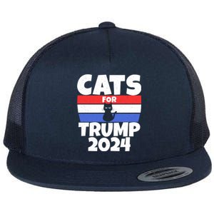 Cats For Trump 2024 Cat Owner Republican Cool Gift Flat Bill Trucker Hat