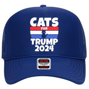 Cats For Trump 2024 Cat Owner Republican Cool Gift High Crown Mesh Back Trucker Hat