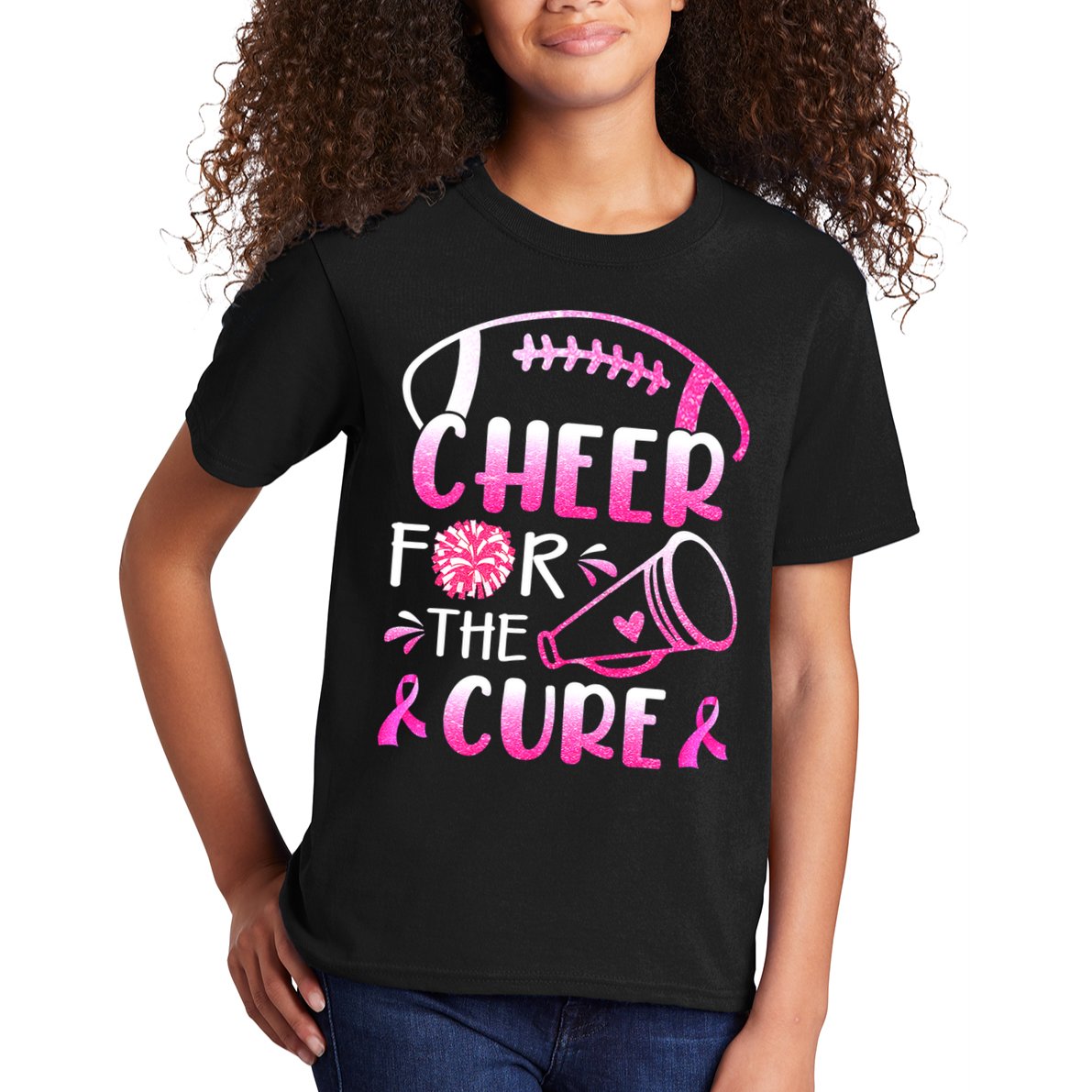 Cheer For The Cure Breast Cancer Awareness Kids T-Shirt