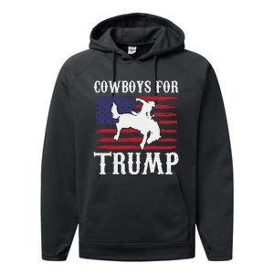 Cowboys For Trump Western Trump Supporter Performance Fleece Hoodie