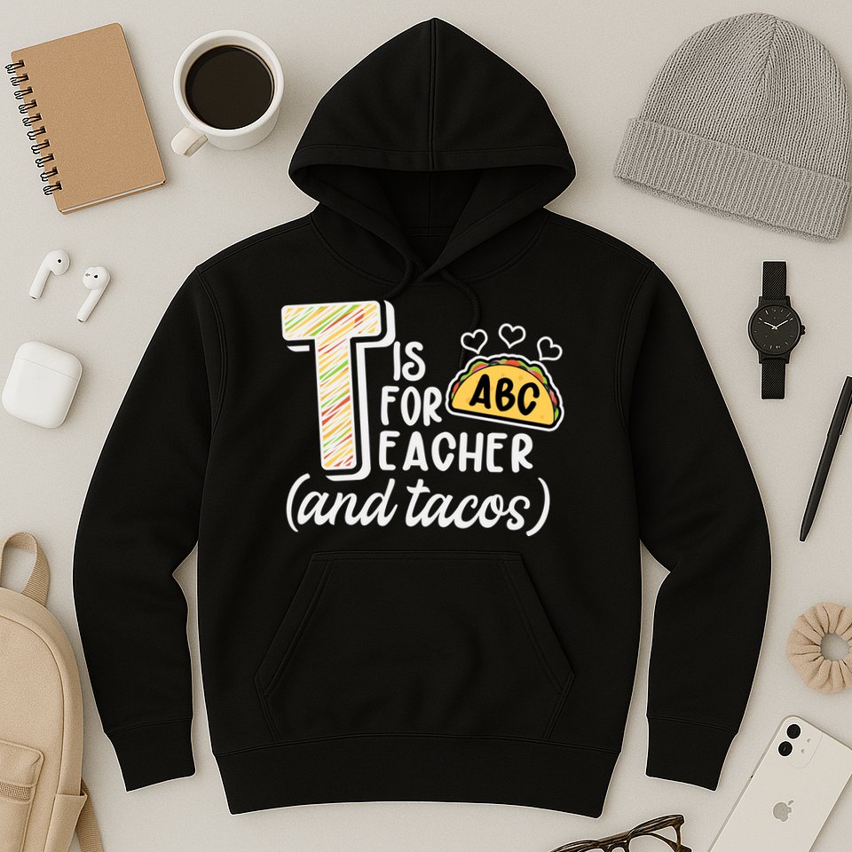 Cute Funny T Is For Teacher And Tacos Hoodie