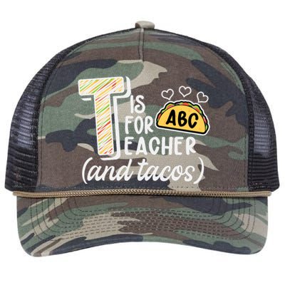 Cute Funny T Is For Teacher And Tacos Retro Rope Trucker Hat Cap