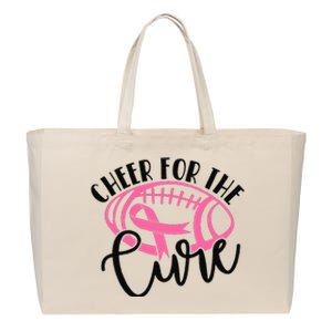 Cheer For The Cure Breast Cancer Awareness Girl Women Cotton Canvas Jumbo Tote