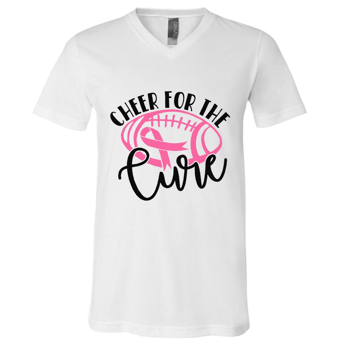 Cheer For The Cure Breast Cancer Awareness Girl Women V-Neck T-Shirt