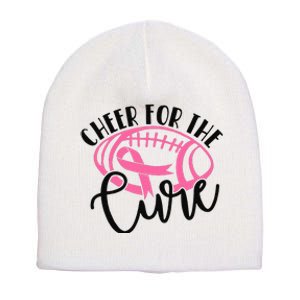 Cheer For The Cure Breast Cancer Awareness Girl Women Short Acrylic Beanie