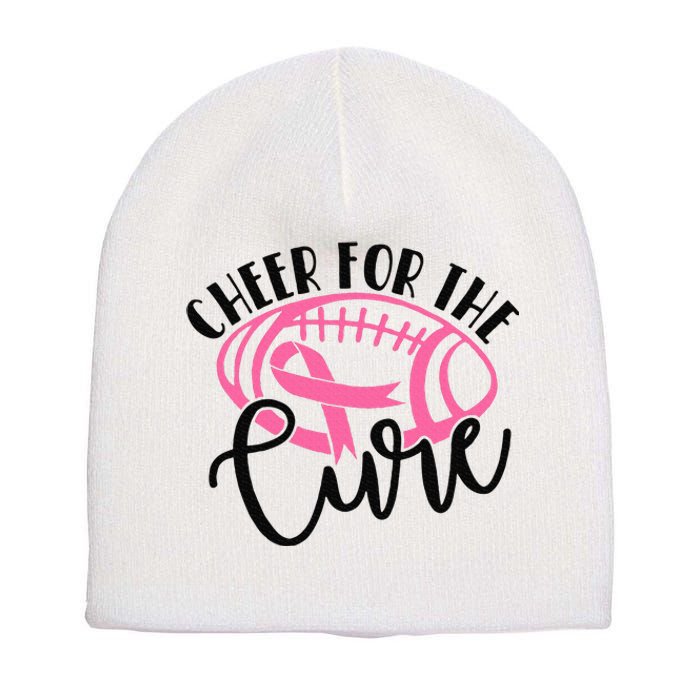 Cheer For The Cure Breast Cancer Awareness Girl Women Short Acrylic Beanie