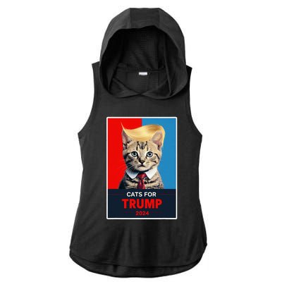 Cats For Trump 2024 Election Ladies PosiCharge Tri-Blend Wicking Draft Hoodie Tank