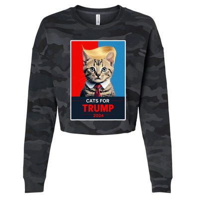 Cats For Trump 2024 Election Cropped Pullover Crew