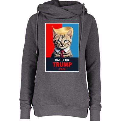 Cats For Trump 2024 Election Womens Funnel Neck Pullover Hood