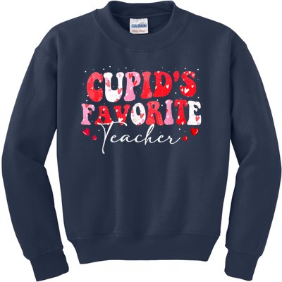 Cupid's Favorite Teacher Groovy Valentines Day Women Kids Sweatshirt