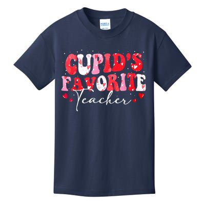 Cupid's Favorite Teacher Groovy Valentines Day Women Kids T-Shirt