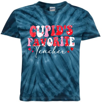 Cupid's Favorite Teacher Groovy Valentines Day Women Kids Tie-Dye T-Shirt