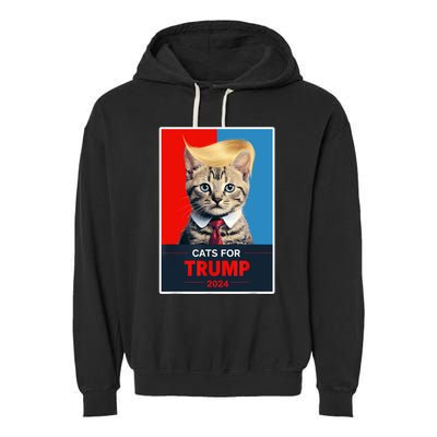 Cats For Trump 2024 Election Garment-Dyed Fleece Hoodie