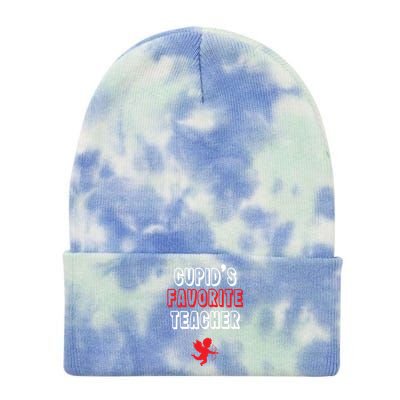 Cupid's Favorite Teacher Valentine's Day Teaching Lover Gift Tie Dye 12in Knit Beanie