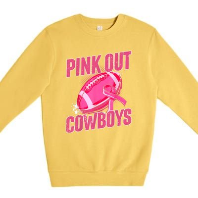 Cowboys Football Tackle Breast Cancer Gift Premium Crewneck Sweatshirt