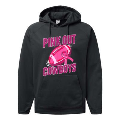 Cowboys Football Tackle Breast Cancer Gift Performance Fleece Hoodie