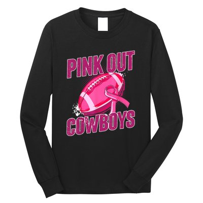 Cowboys Football Tackle Breast Cancer Gift Long Sleeve Shirt