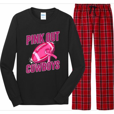 Cowboys Football Tackle Breast Cancer Gift Long Sleeve Pajama Set